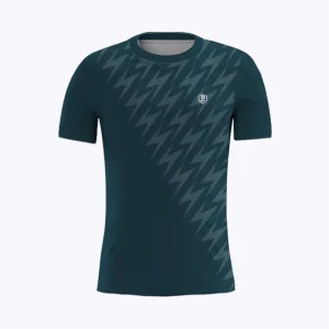 Jersey running custom Genethics 2025 warna navy dengan bahan quick-dry breathable untuk lari dan aktivitas outdoor (Tampak Depan).