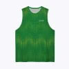 Jersey running custom Genethics sleeveless 2025 warna hijau dengan bahan quick-dry breathable untuk lari dan aktivitas outdoor (Tampak Depan).