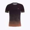 Jersey running atau running jersey custom Genethics 2026 warna gradasi coklat jingga dengan bahan quick-dry breathable untuk lari dan aktivitas outdoor (Tampak Depan).