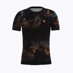 Jersey running atau running jersey custom Genethics 2026 warna hitam coklat abu dengan bahan quick-dry breathable untuk lari dan aktivitas outdoor (Tampak Depan).