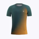 Jersey running atau running jersey custom Genethics 2026 warna gradasi biru kuning dengan bahan quick-dry breathable untuk lari dan aktivitas outdoor (Tampak Depan).