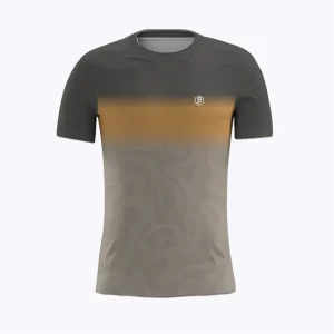 Jersey running atau running jersey custom Genethics 2026 warna abu krem dengan bahan quick-dry breathable untuk lari dan aktivitas outdoor (Tampak Depan).