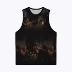 Jersey running custom atau singlet running jersey Genethics 2026 warna hitam coklat abu dengan bahan quick-dry breathable untuk lari dan aktivitas olahraga lainnya (Tampak Depan).