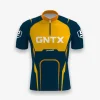 Jersey sepeda custom atau jersey road bike Genethics 2026 warna biru kuning dengan bahan quick-dry breathable untuk bersepeda dan aktivitas olahraga lainnya (Tampak Depan).