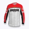 Jersey Indonesia custom Genethics edisi kemerdekaan 2026 warna putih merah hitam dengan bahan quick-dry breathable cocok untuk jersey sepeda, jersey badminton, jersey padel, jersey lari (Tampak Depan).